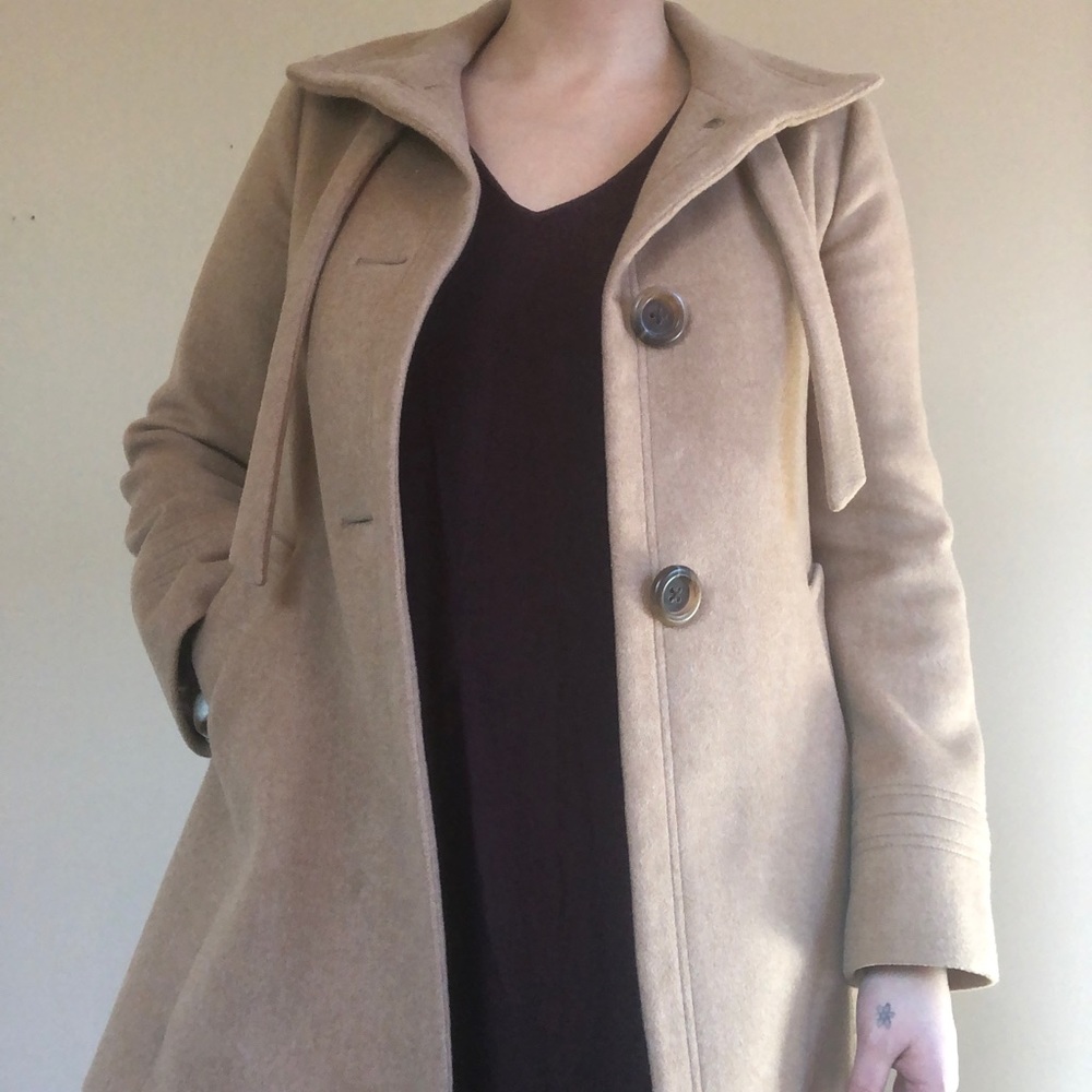 J. Crew camel colored wool and cashmere pea coat